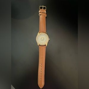 Brown Leather Women’s Watch with Mandala design.